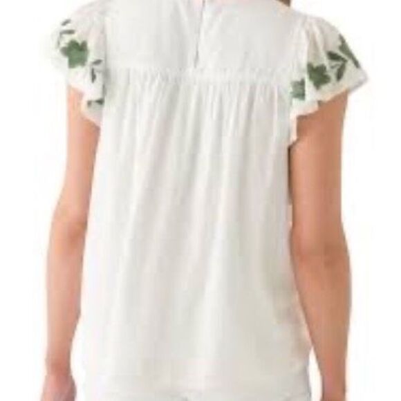 Crown & Ivy Flutter Sleeve Embroidered Top Sz M Lined Boho Babydoll - Picture 2 of 12